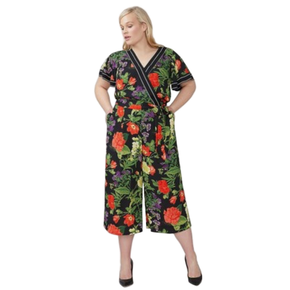 🍒Lane Bryant black Vibrant Floral Jumpsuit size 20 GUC…